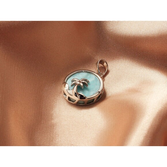 925 Sterling Silver, NATURAL LARIMAR, LARIMAR Pendant, Silver Gemstone Necklace - Picture 2 of 8